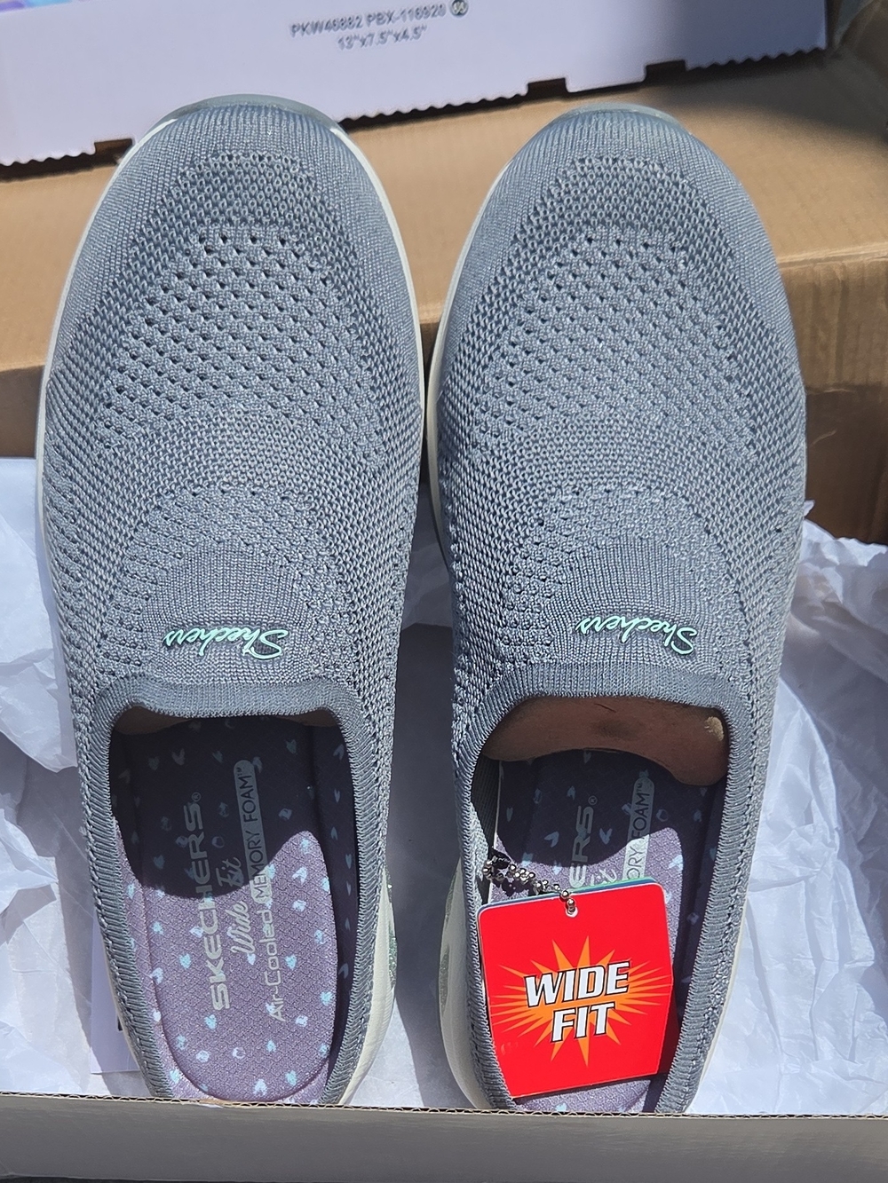 Skechers Light Grey Slip-On Knit Wide Fit Loafers